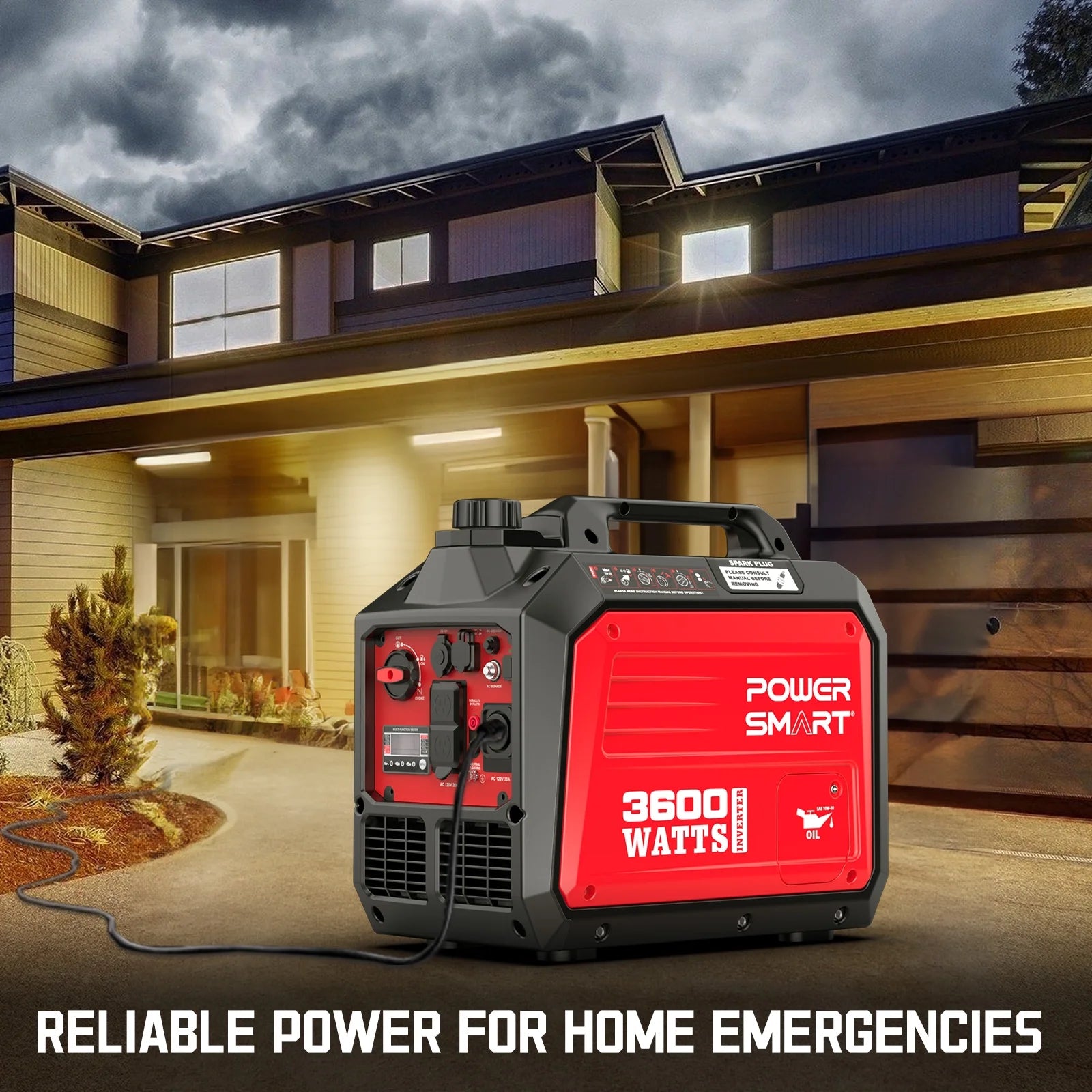 Portable Powered 3600W,Usb Output, Low Noise Quiet for Home Gas Inverter Generator EPA Compliant