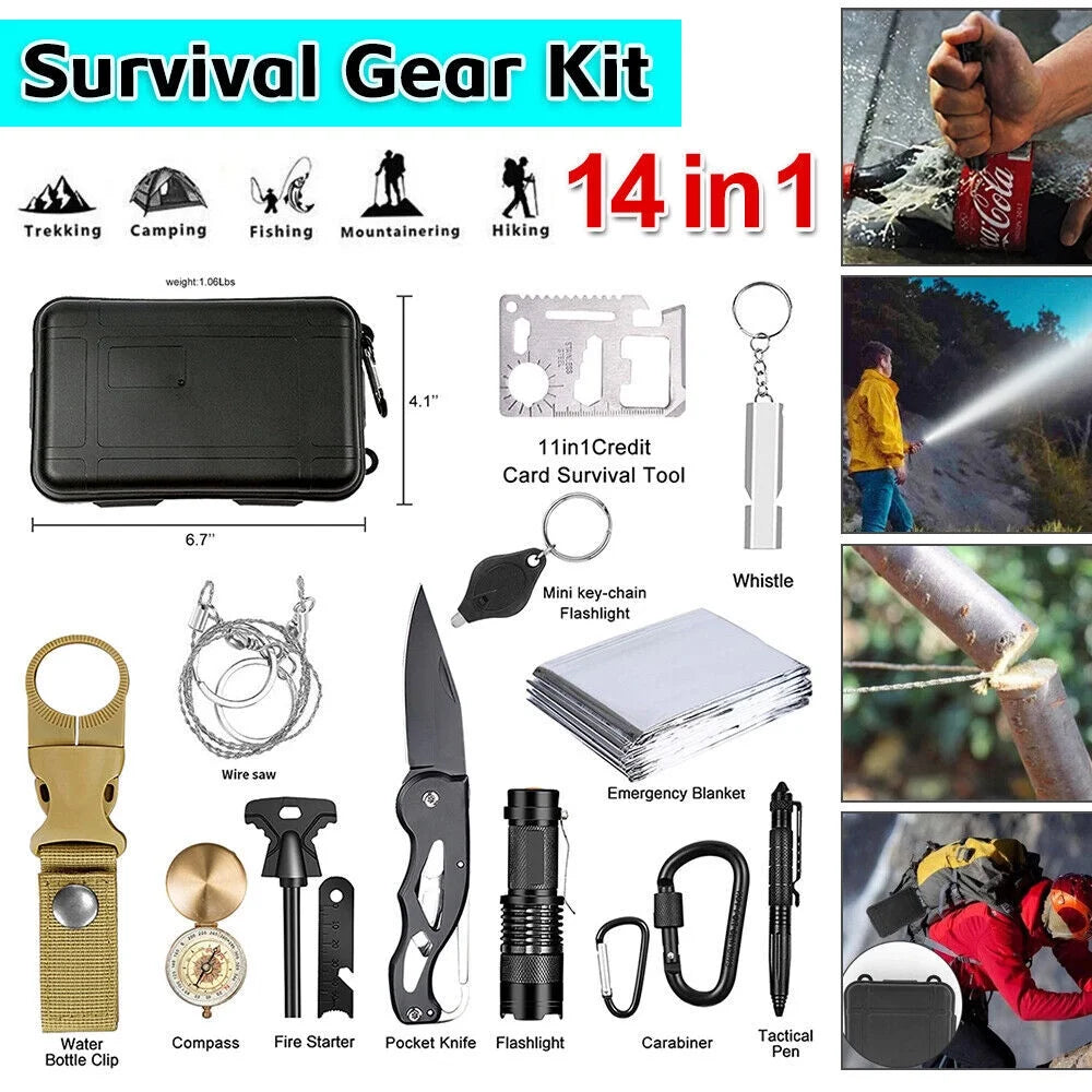 Outdoor Survival Gear Kit- 14-in-1 Emergency Gear for Hiking, Camping- Ideal Gifts for Men and Women - Peak Performance Outfitters