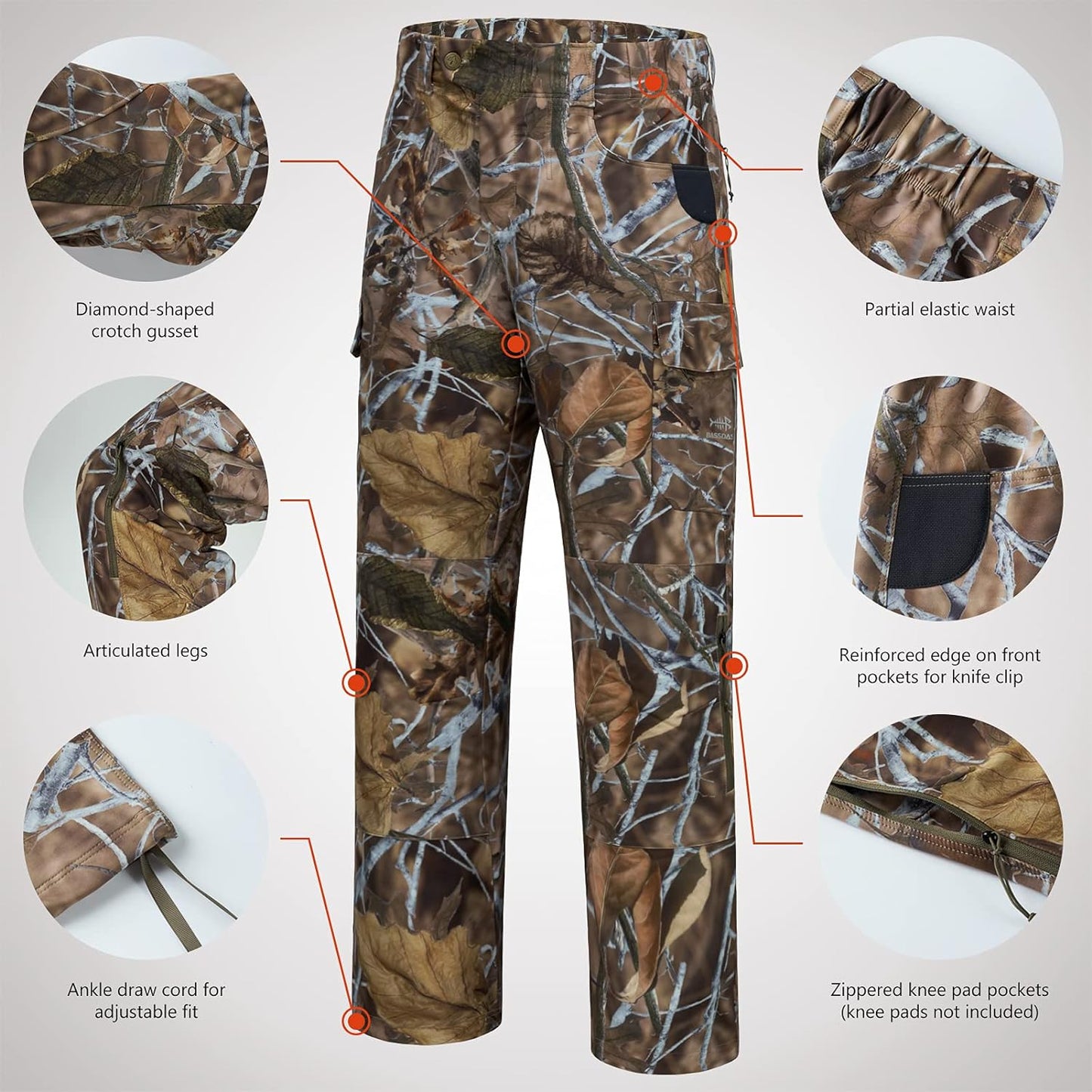 Men's Stretch Hunting Pants with Water-Resistant Camo Design - Peak Performance Outfitters