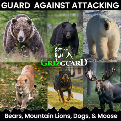 Griz Guard bear spray 7.9 oz with holster and glow safety clip