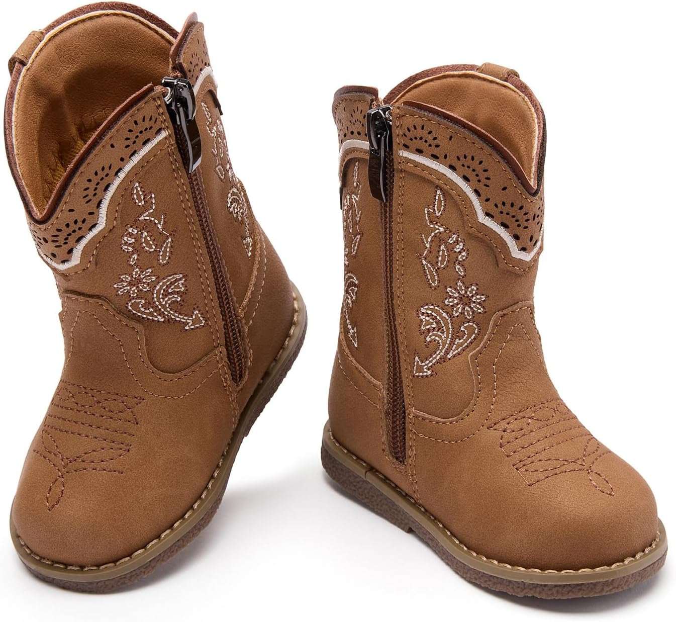 Bmcitybm Baby Cowboy Cowgirl Boots Infant Western Boots Toddler Boys Girls round Toe Riding Mid Calf Boots All Seasons for 6 9 12 18 24 Months