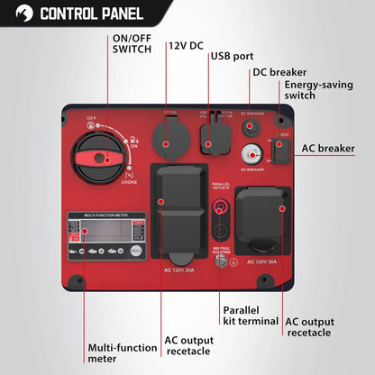 Portable Powered 3600W,Usb Output, Low Noise Quiet for Home Gas Inverter Generator EPA Compliant