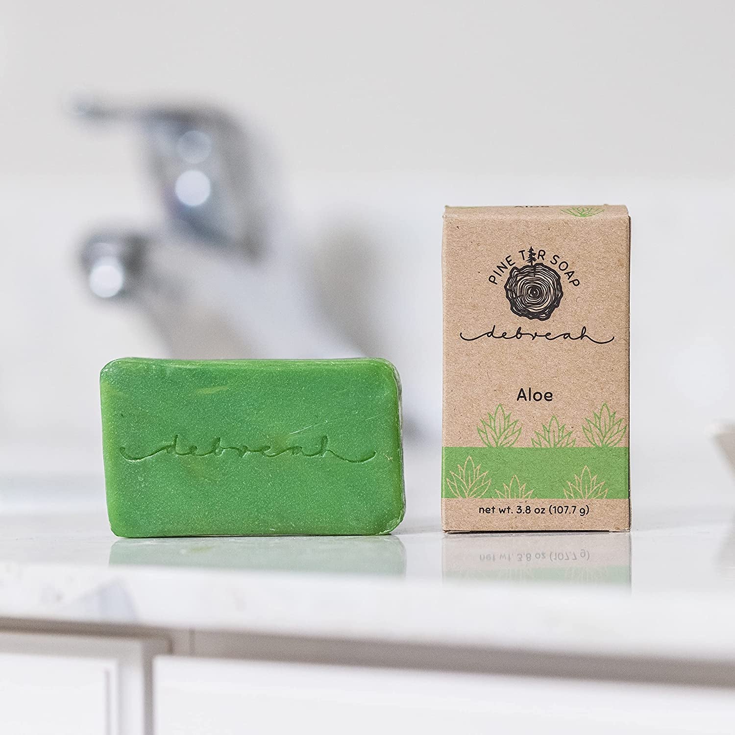 Aloe Vera Pine Tar Handmade Soap Bar - Hot Pressed, Biodegradable, Sustainable, All-Natural Body Wash - Aloe Scent, 3.8 oz - Peak Performance Outfitters