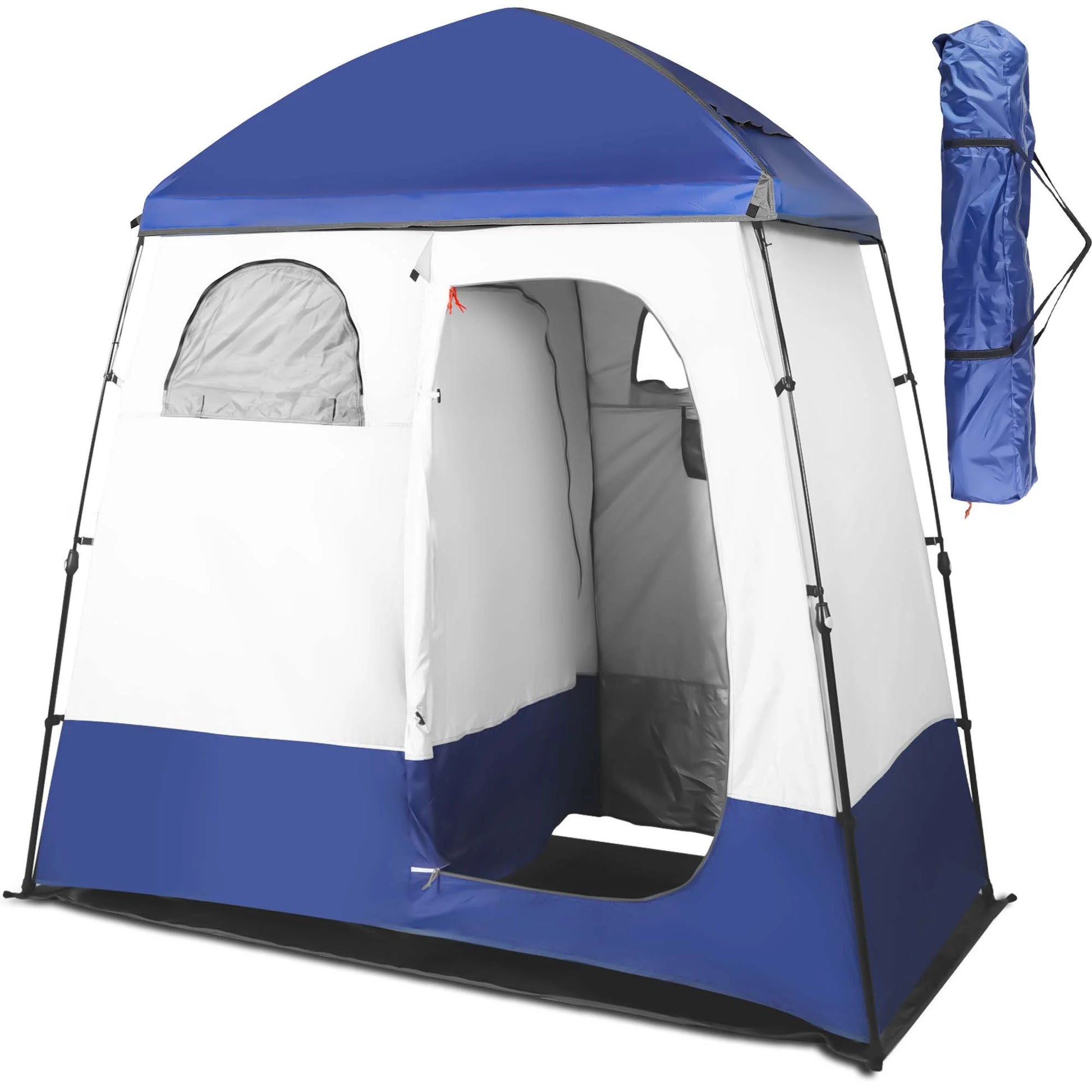 Outdoor Camping Shower Tent with Oversized Space and Privacy, Portable Changing Room with Floor, Easy Setup Privacy Shelter for Camping - 2 Rooms Toilet Tent - Peak Performance Outfitters