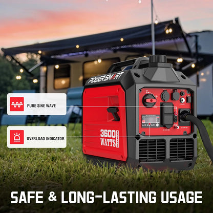 Portable Powered 3600W,Usb Output, Low Noise Quiet for Home Gas Inverter Generator EPA Compliant