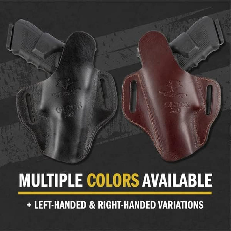 Premium Leather OWB Holster with 2 Slots for Glock, S&W M&P Shield, Springfield XD & Xds, and Similar Handguns - Made in the USA - Peak Performance Outfitters