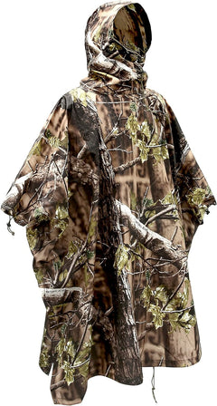 Hooded Waterproof Camouflage Rain Poncho with Blind Pattern for Outdoor Activities - Peak Performance Outfitters