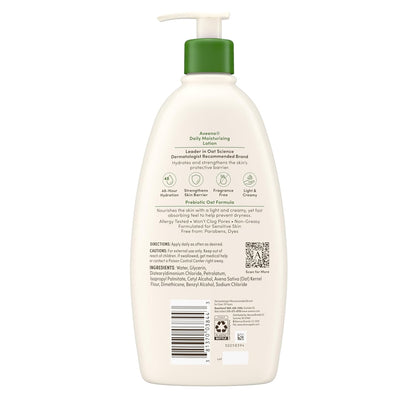 Aveeno Daily Moisturizing Body Lotion for Dry Skin with Prebiotic Oat, Paraben-Free, Fragrance-Free, Non-Greasy, Non-Comedogenic, 18 FL OZ