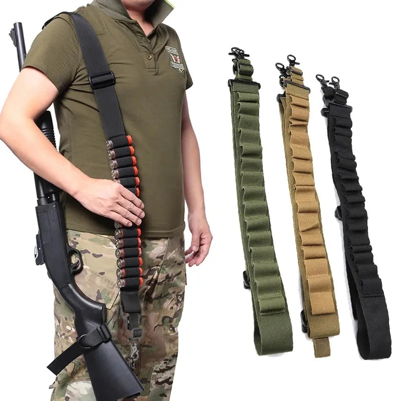 Tactical Ammo Belt with Shoulder Strap - 15-Round Cartridge Holder for Rifle Shooting - Peak Performance Outfitters