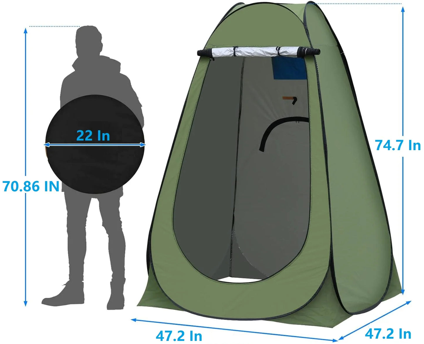 Portable Outdoor Privacy Tent with Carrying Bag - Green - Peak Performance Outfitters