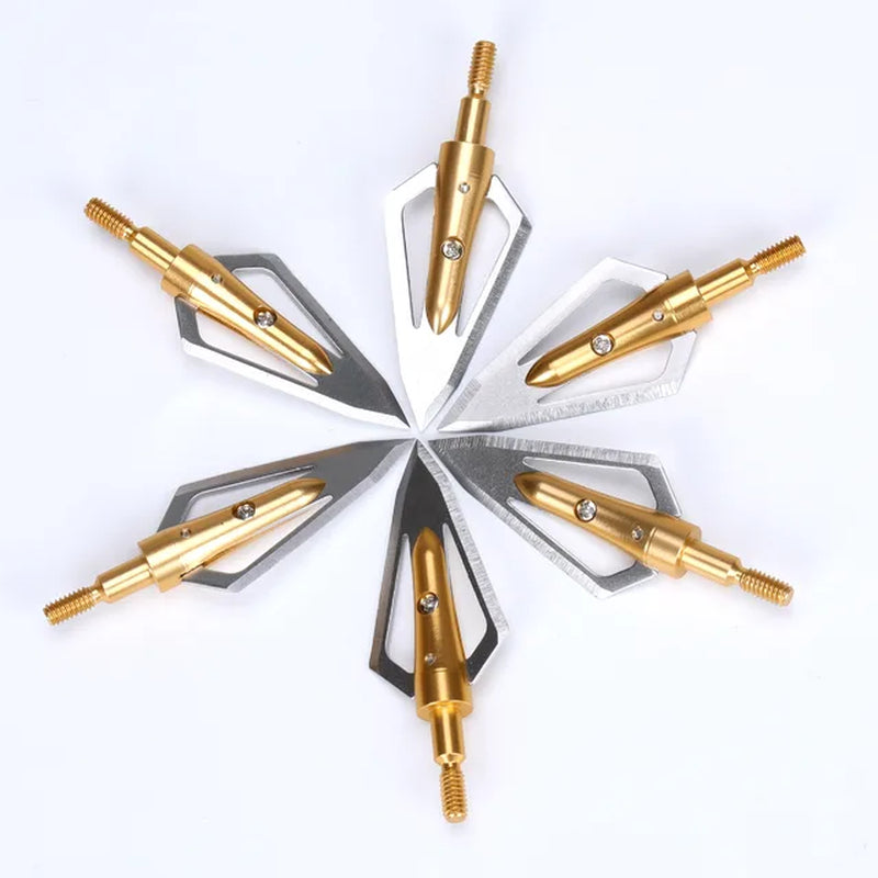 Set of 6 Hunting Arrow Broadheads 100 Grain 2-Blades Arrow Tips for Compound Bow and Arrow - Peak Performance Outfitters