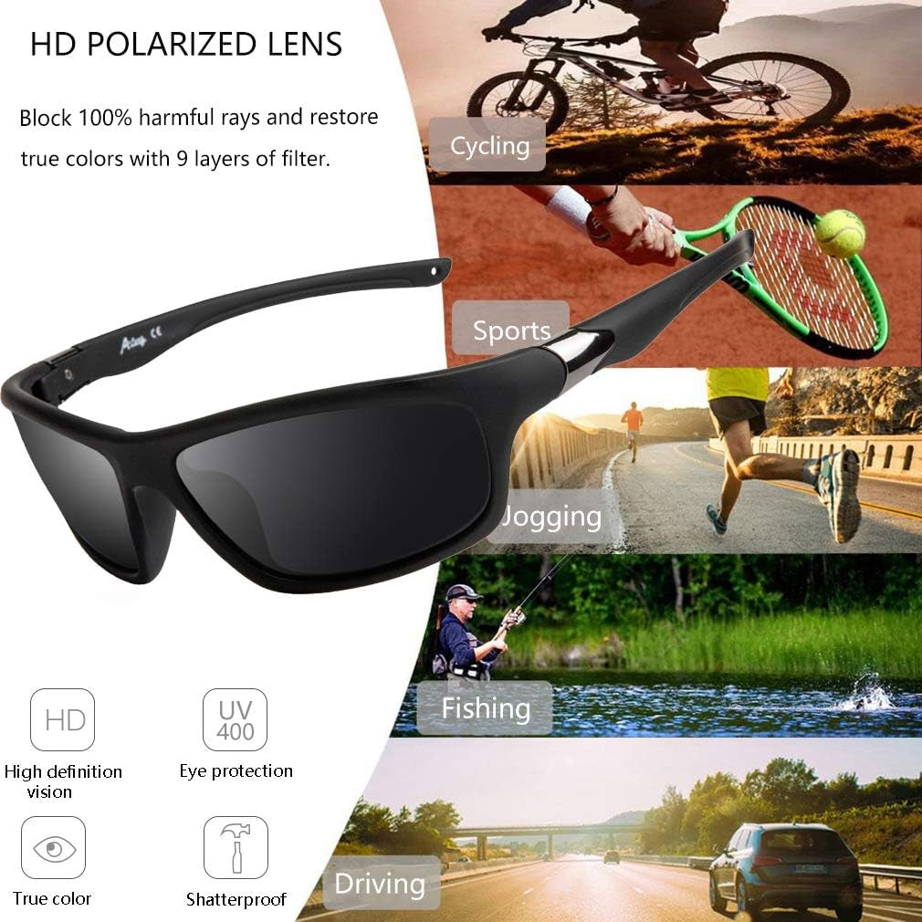 Men's Polarized Sports Sunglasses with 100% UV Protection for Driving, Fishing, Running, and Cycling - Peak Performance Outfitters