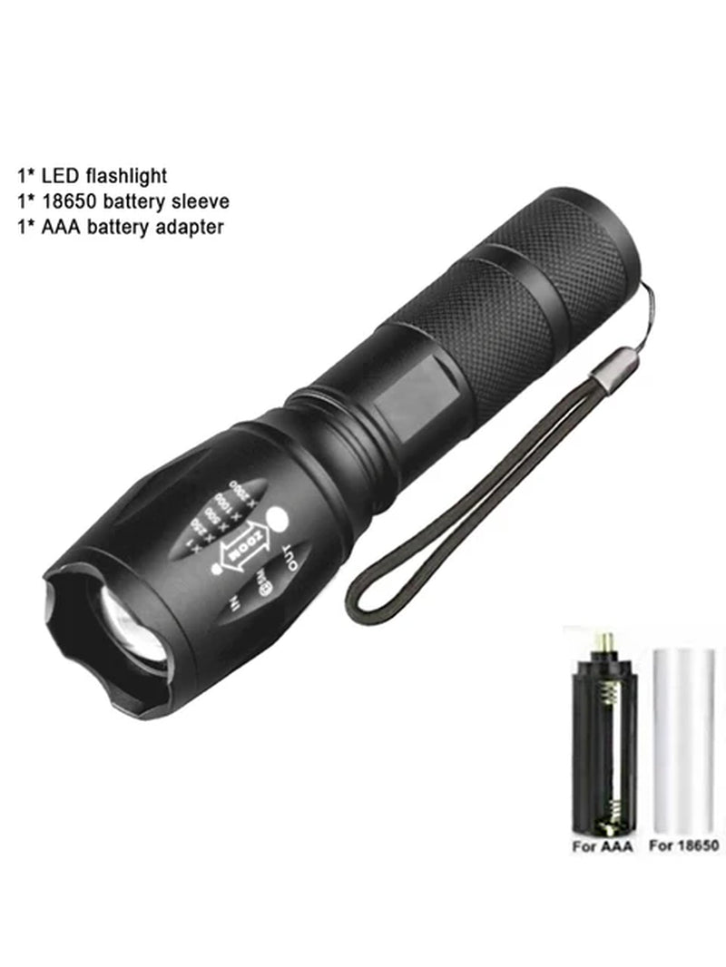 Portable LED Flashlight with T6 Bulb and 18650 Rechargeable Battery for Outdoor Camping - Peak Performance Outfitters