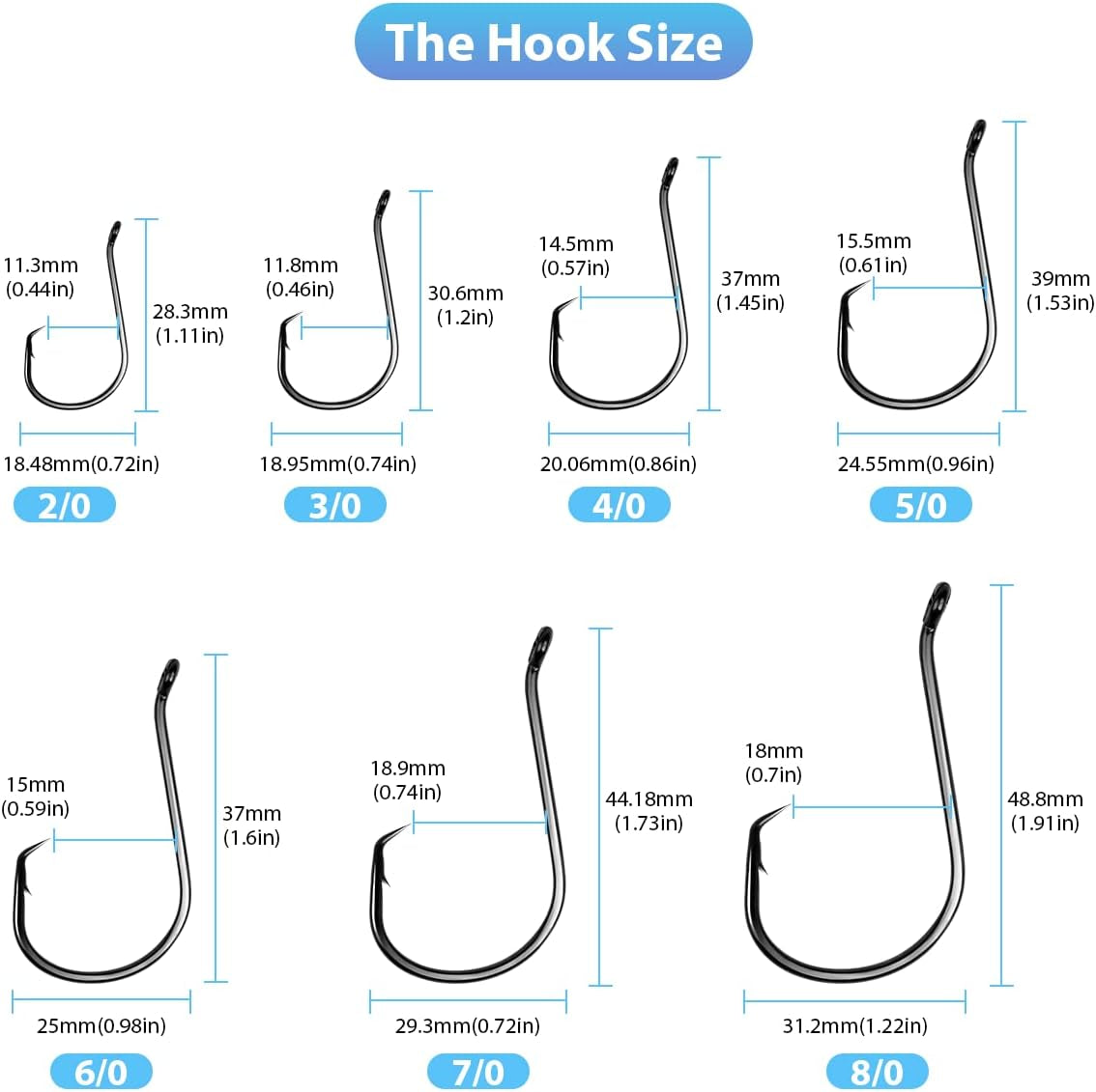 Stainless Steel Circle Hooks Rig with Wire Leader for Saltwater Fishing - 8/24Pcs, Sizes 2/0-8/0