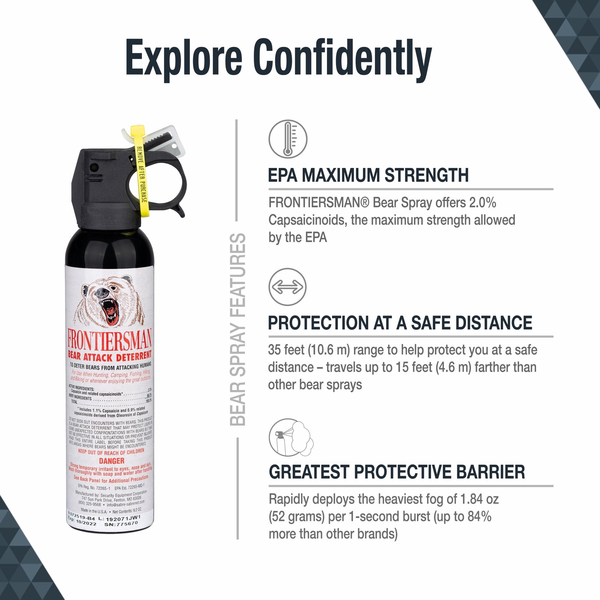 Frontiersman 9.2 oz Bear Spray with Belt Holster - White, 9.5 Inches - Peak Performance Outfitters