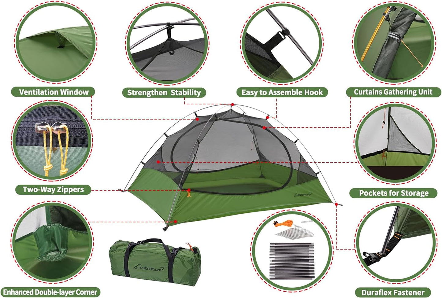 Polaris Lightweight Backpacking Tent - Ultralight Waterproof Camping Tent for 2/3/4 Persons, Large Size 3-Season Tent for Family, Outdoor Activities, Hiking, and Mountaineering - Peak Performance Outfitters