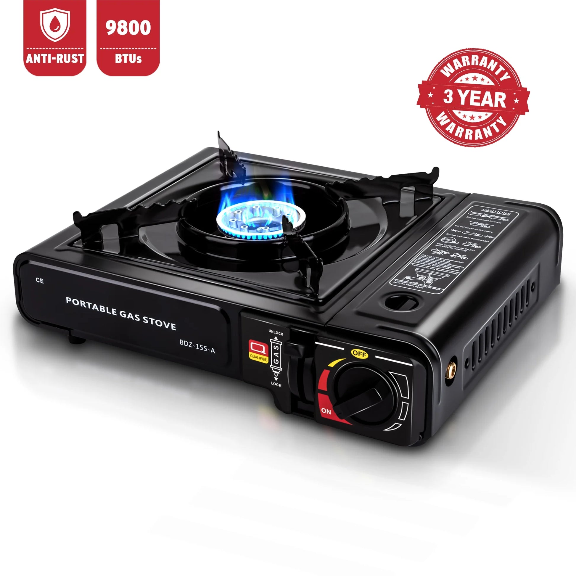 Portable Camping Gas Stove with 9,800 BTU and 3KW Power - Peak Performance Outfitters