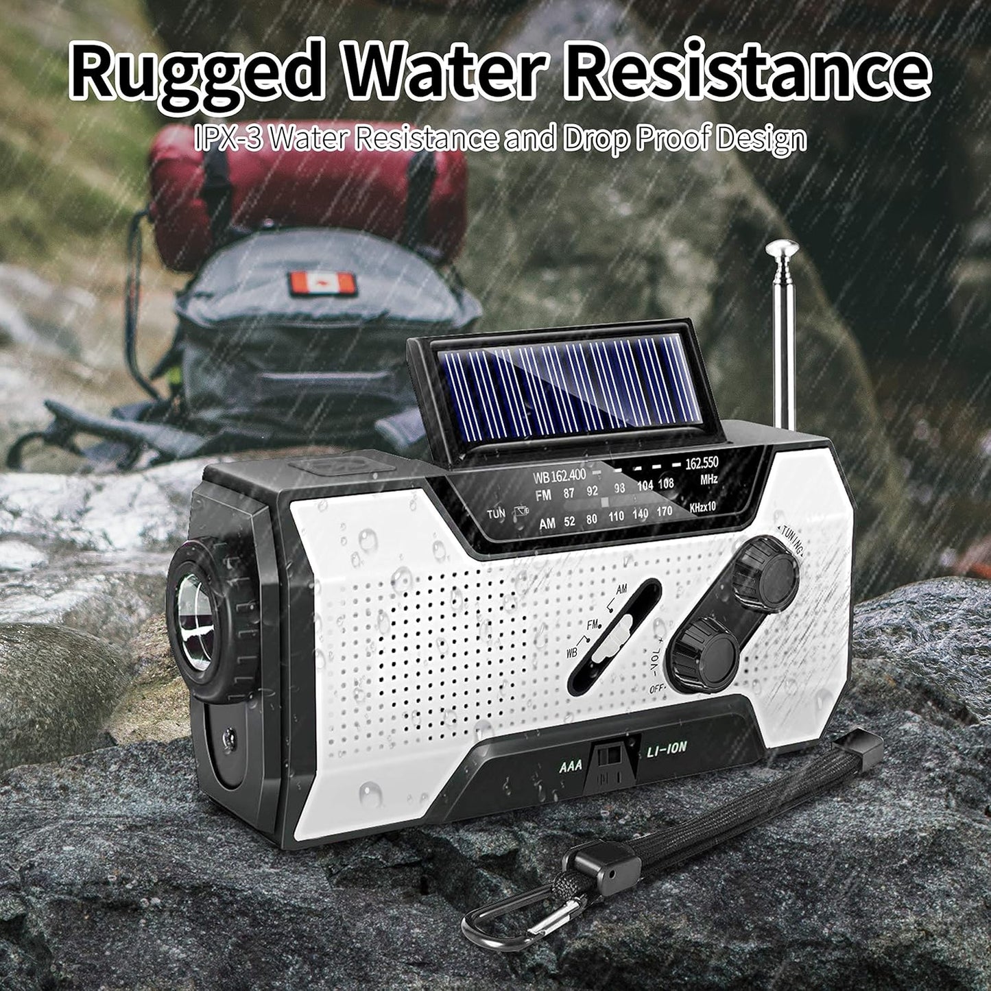 Emergency Solar Hand Crank AM/FM/NOAA Weather Radio with LED Flashlight and Power Bank Charger - Peak Performance Outfitters