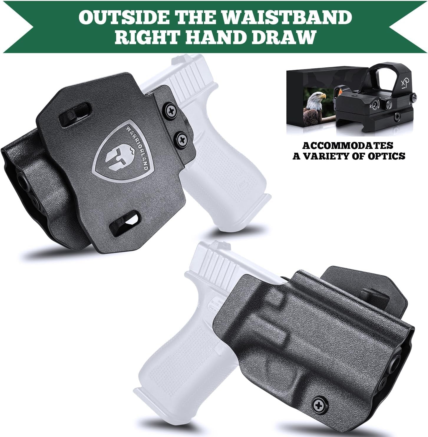 Outside Waistband Holster with Optic Cut for Glock 17/19, G43/43X, Hellcat, Taurus G2C/G3C, M&P Shield 9, M&P 9/380 Shield EZ, P320 - 1.75 Inch Paddle, Adjustable Retention - Peak Performance Outfitters