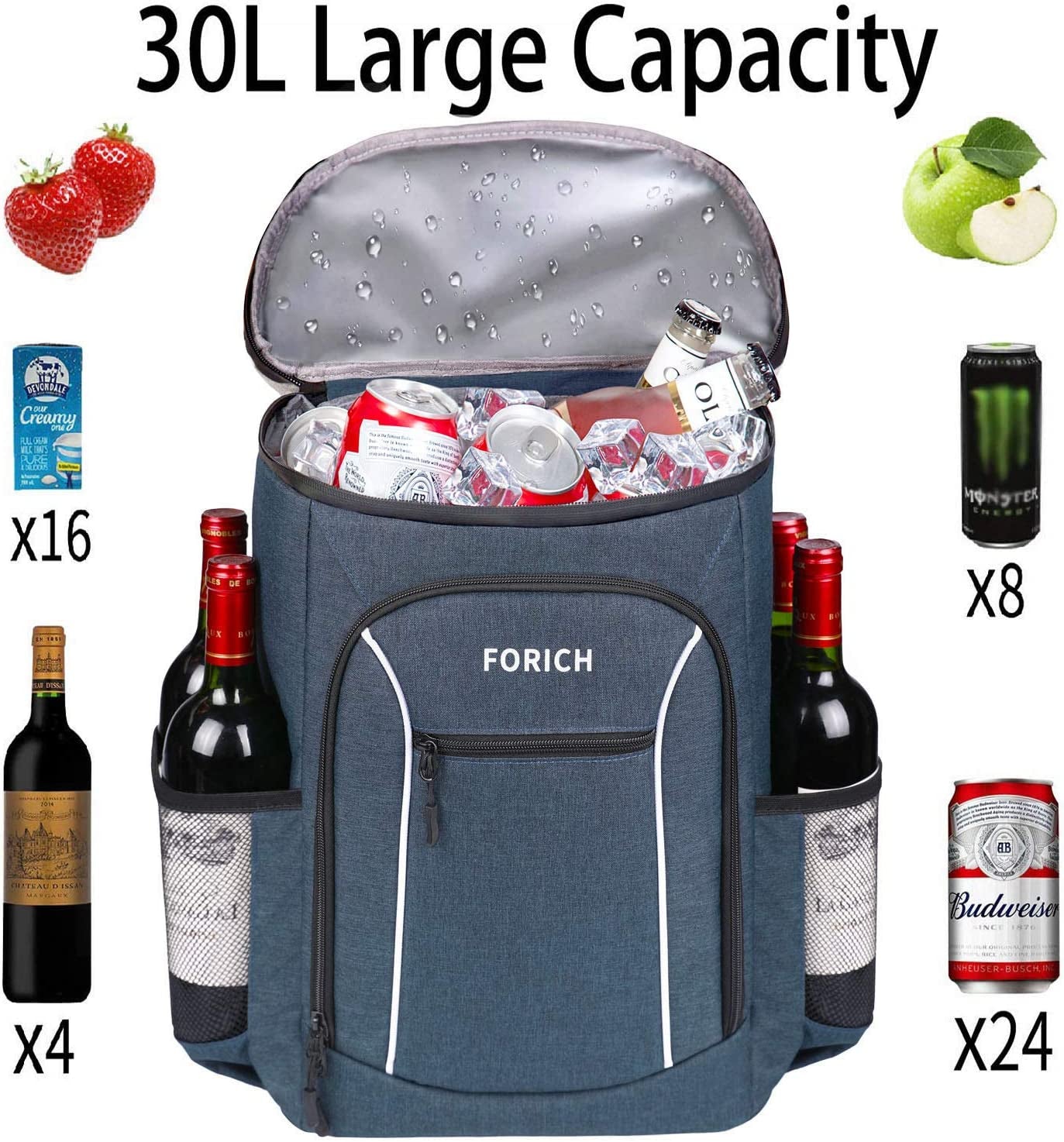 Professional Product Title: 30-Can Insulated Cooler Backpack for Men and Women - Leakproof, Lightweight, and Ideal for Work, Picnics, Beach, Camping, Hiking, and Day Trips - Peak Performance Outfitters