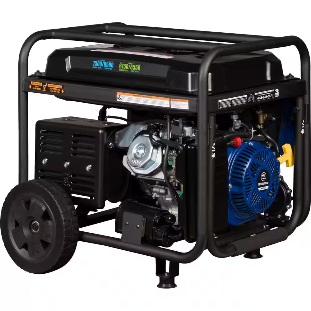 9,500/7,500-Watt Dual Fuel Gas and Propane Powered Portable Generator with Remote Electric Start, 30A 120/240V Outlet