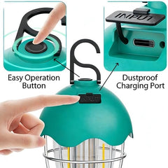 Egg Shell Rechargeable Camping Lantern, 250LM Dimmable LED Camping Light with Foldable Hook, IPX4 Waterproof USB Lantern for Kids, Camping, Hiking, Home Emergency (Turquoise Blue)