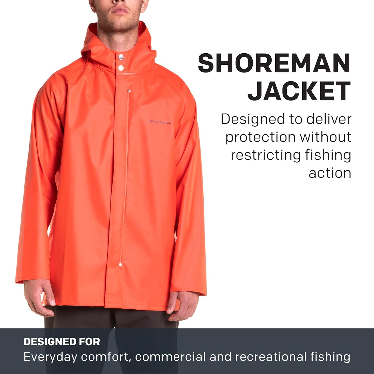 Grundens Men's Shoreman Jacket - Waterproof and Stain-Resistant Seafood Processing Outerwear - Peak Performance Outfitters