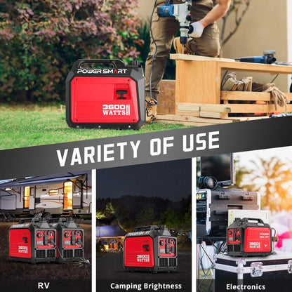 Portable Powered 3600W,Usb Output, Low Noise Quiet for Home Gas Inverter Generator EPA Compliant