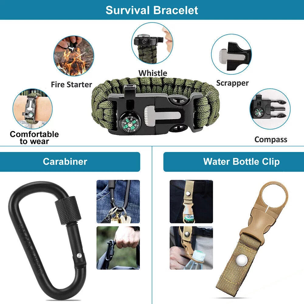 Outdoor Survival Gear Kit- 14-in-1 Emergency Gear for Hiking, Camping- Ideal Gifts for Men and Women - Peak Performance Outfitters