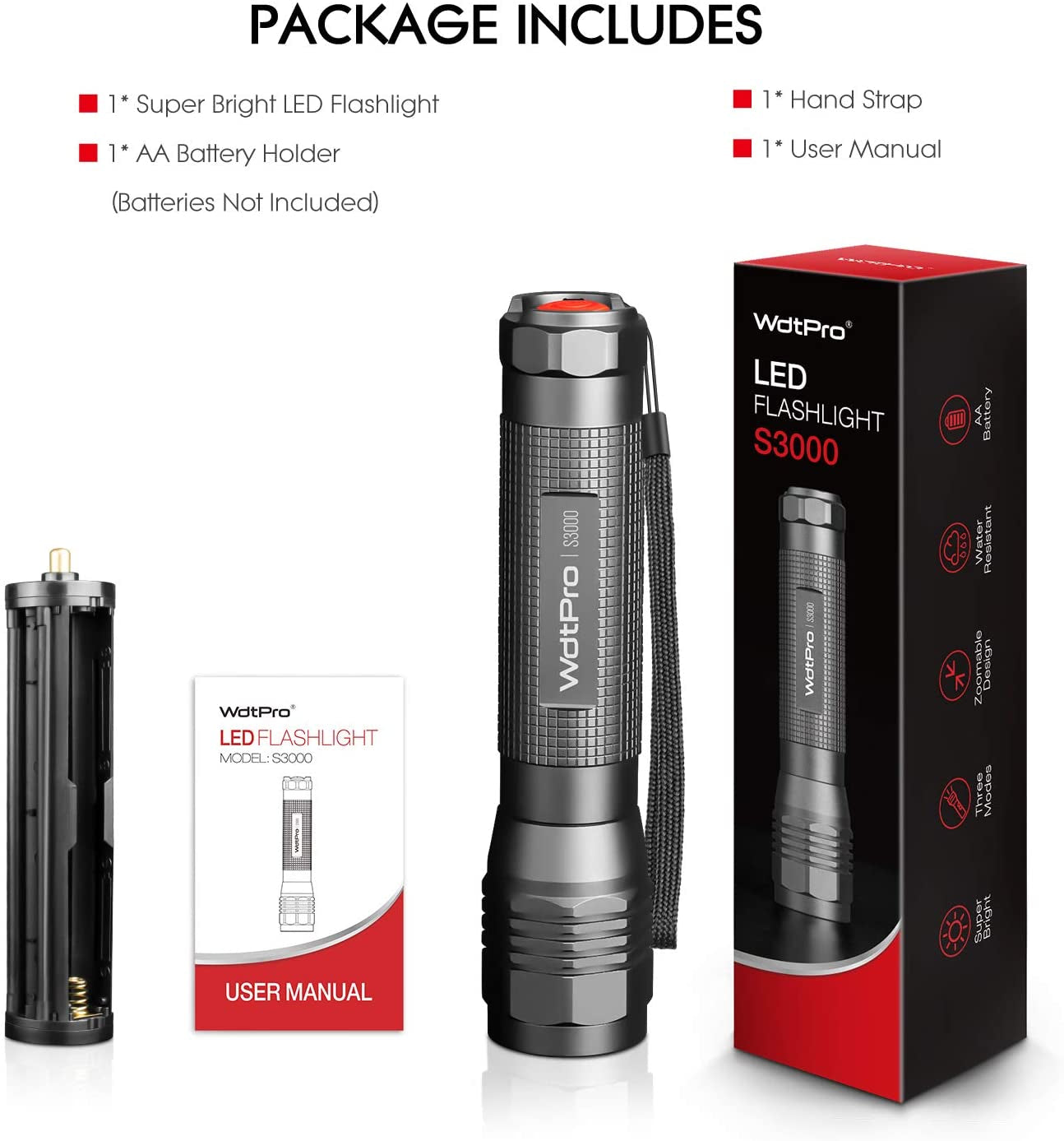 High-Power LED Flashlight S3000 - Super Bright Flashlights - Peak Performance Outfitters