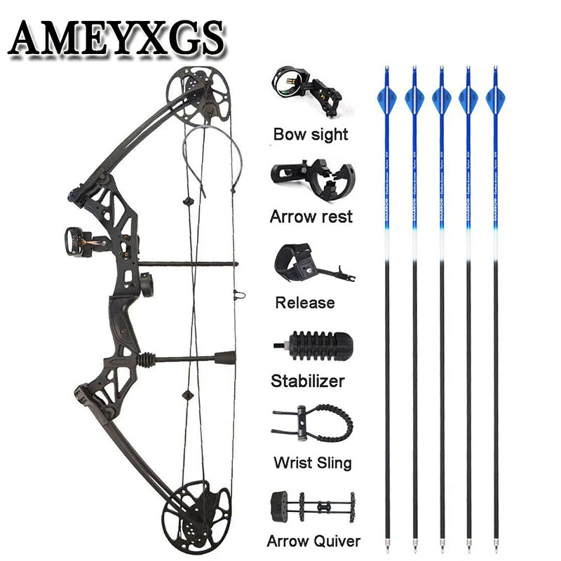 Archery Compound Bow Set with 30-70 lbs Draw Weight, IBO 320 FPS Speed, for Fishing, Shooting, Hunting, and Sports, 16-31 Inch Draw Length - Peak Performance Outfitters