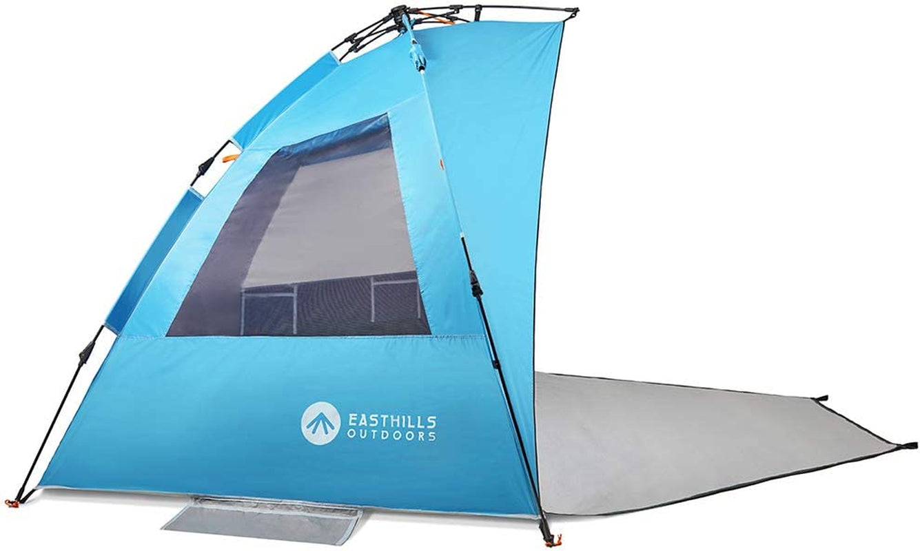 XL Beach Tent with Extended Zippered Porch for 4-6 Person Sun Shelter, UPF 50+, Instant Shader Dark Shelter, 99 Wide - Pacific Blue - Peak Performance Outfitters