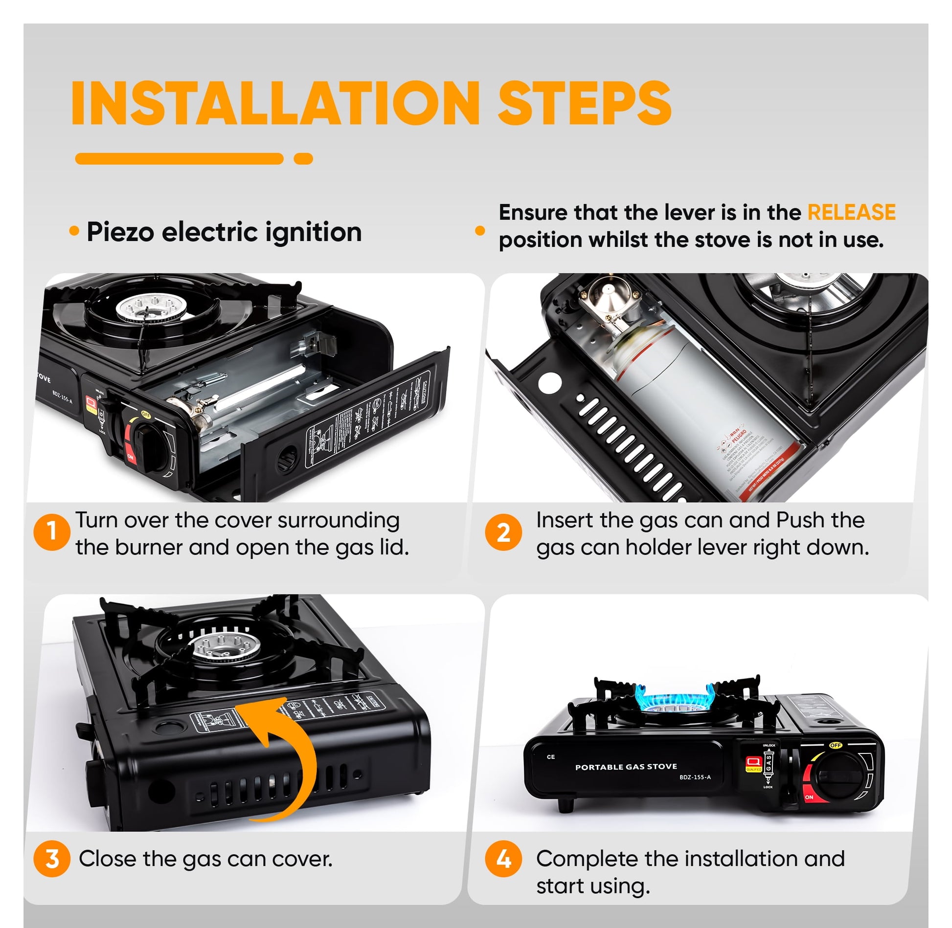 Portable Camping Gas Stove with 9,800 BTU and 3KW Power - Peak Performance Outfitters