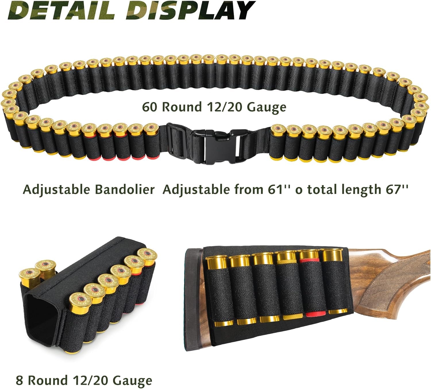 Adjustable Tactical Shotgun Shell Bandolier with Optional Shotgun Shell Holders for Hunting - Peak Performance Outfitters