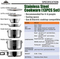 Stainless Steel Outdoor Camping Cookware Set with Storage Carrying Bag