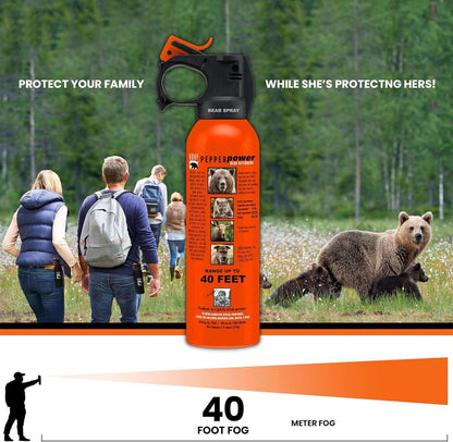 UDAP Pepper Power Magnum Bear Spray Self Defense Deterrent with Holster for Camping, Hiking, Fishing, Powerful Blast Pattern, 30 Ft Fog Barrier, 12HP, 7.9 Oz