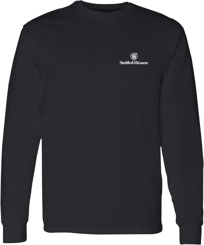 S&W logo tee showing trademark emblem on right chest for range and everyday wear
