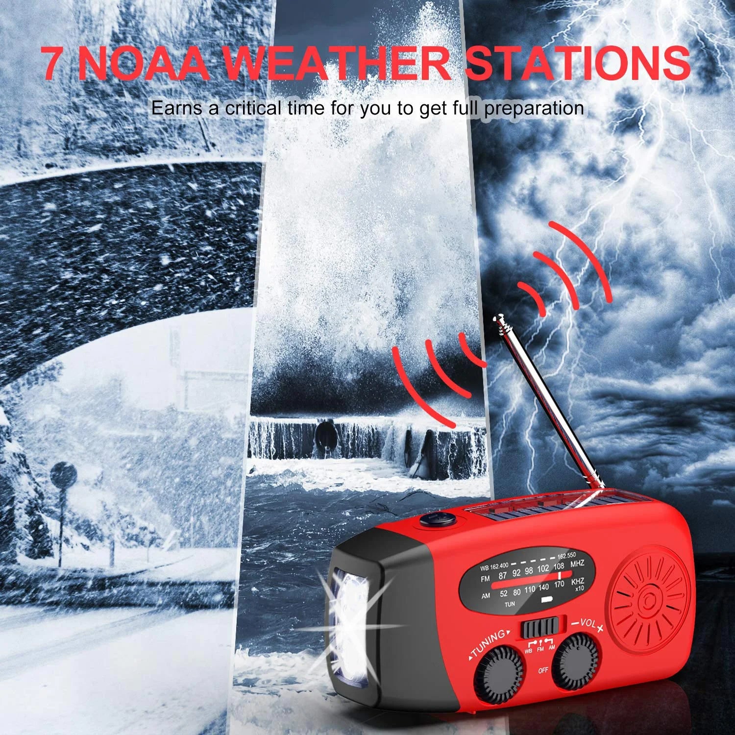 Emergency Weather Radio with Hand Crank, Solar Power, and Phone Charger - Peak Performance Outfitters