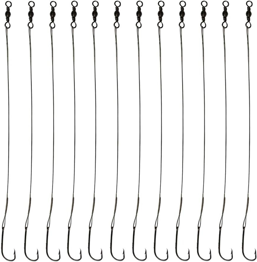 20-Piece Wire Leader Hook Rigs with Baitholder Fishing Hook and Nylon Coated Fishing Wire Leader