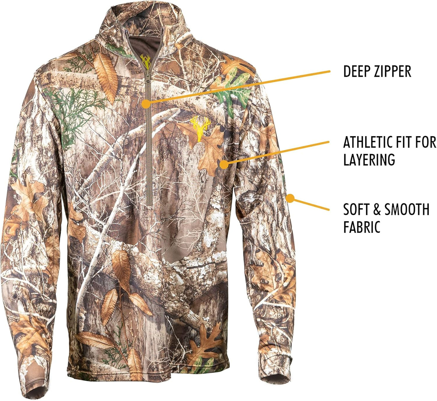 Men's Camouflage 1/4 Zip Performance Shirt - Peak Performance Outfitters