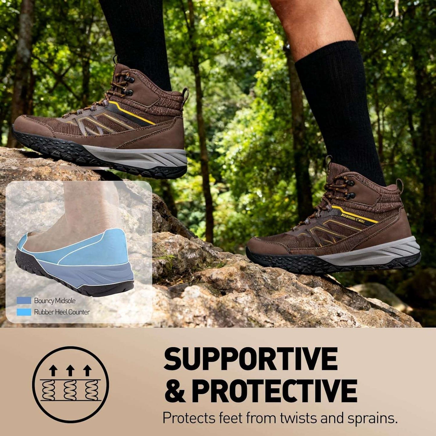 Men'S Waterproof Hiking Boots - Trekking Shoes for Men, Outdoor Camping Mountaineering Backpacking Boots, All Terrain Hiking Trail Shoes