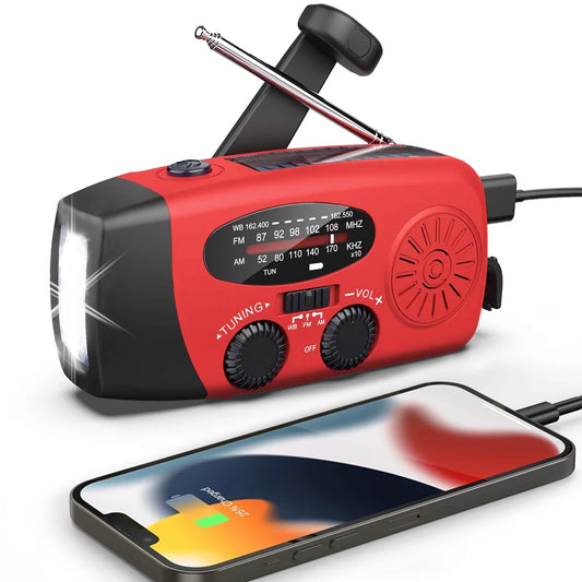 Emergency Weather Radio with Hand Crank, Solar Power, and Phone Charger - Peak Performance Outfitters