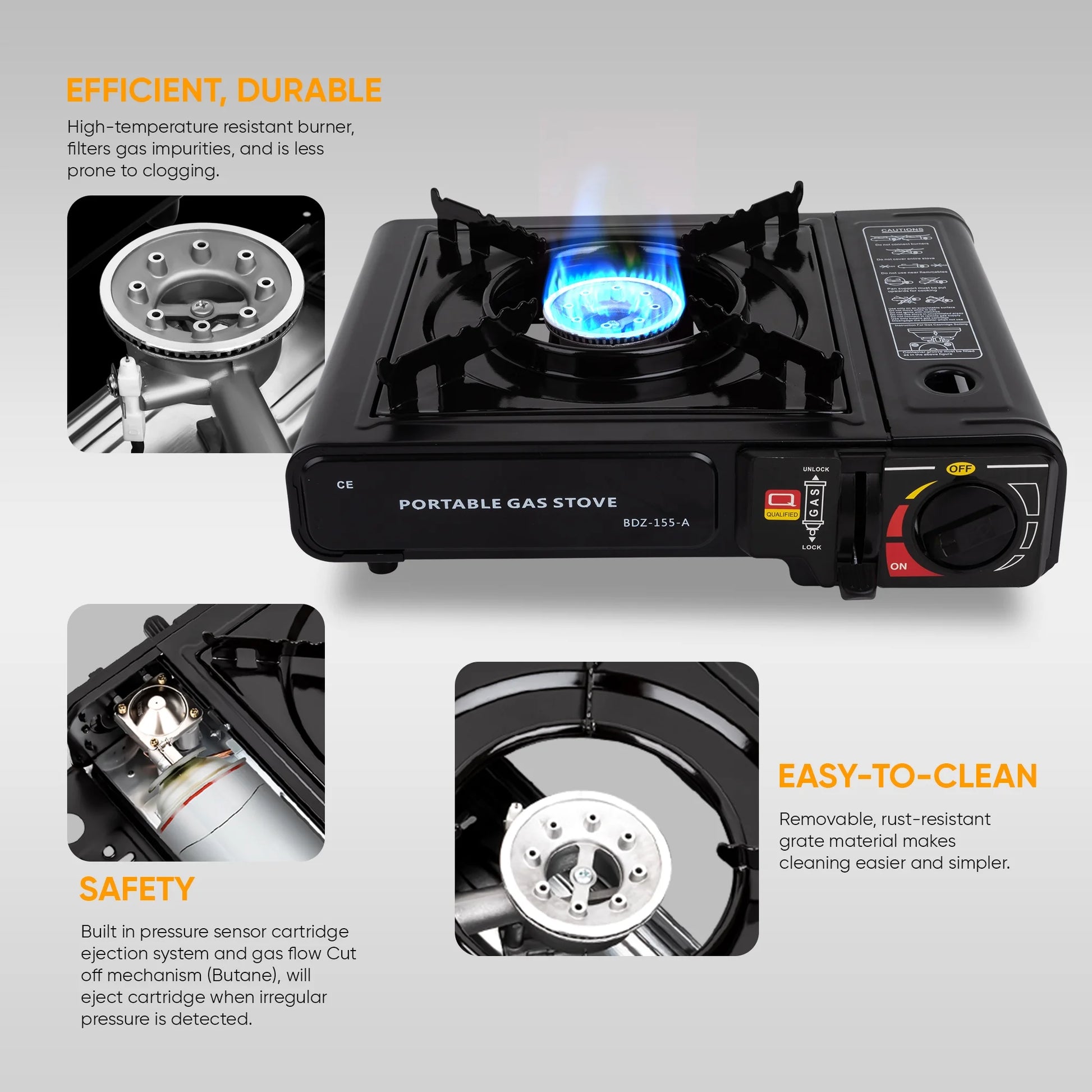 Portable Camping Gas Stove with 9,800 BTU and 3KW Power - Peak Performance Outfitters