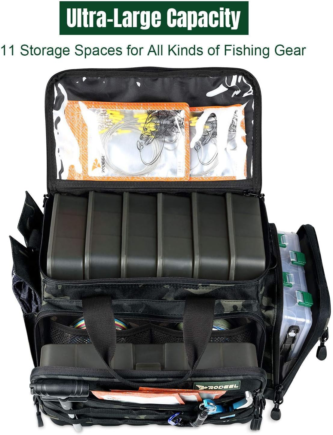 Professional Fishing Tackle Bag with 4 Trays for Saltwater or Freshwater Fishing