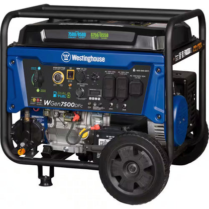 9,500/7,500-Watt Dual Fuel Gas and Propane Powered Portable Generator with Remote Electric Start, 30A 120/240V Outlet