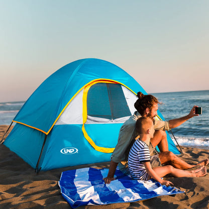 Easy setup camping tent with color-coded poles