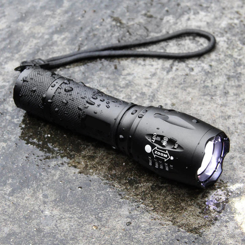 Portable LED Flashlight with T6 Bulb and 18650 Rechargeable Battery for Outdoor Camping - Peak Performance Outfitters