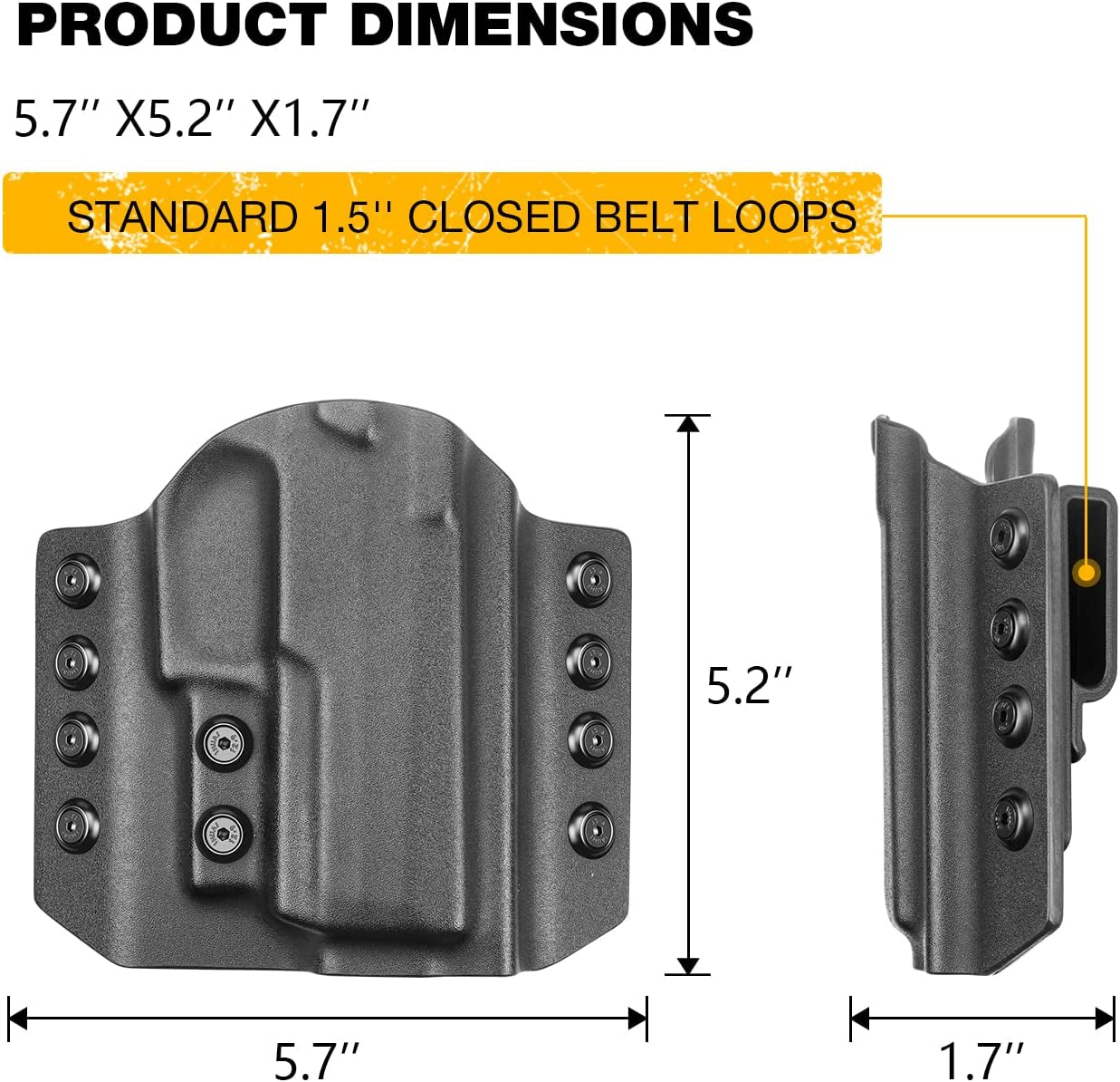 OWB Kydex Holster for Glock, M&P, CZ, P320 - Adjustable Retention - Right Hand - Peak Performance Outfitters