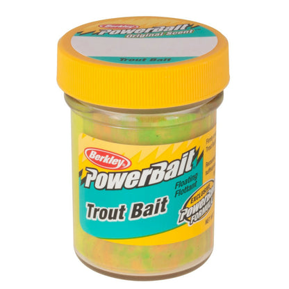PowerBait trout dough bait showing scent-infused floating formula for lake trout fishing