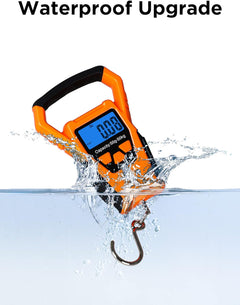 Portable Waterproof Fish Scale Digital Hanging Scale with Backlit LCD Display, 110Lb/50Kg Capacity for Home and Outdoor Use - Includes Measuring Tape and 2 AAA Batteries - Peak Performance Outfitters
